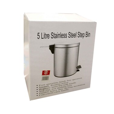 سلة نفايات شون هاوس من الستانلس ستيل مع دعسة 5 لتر