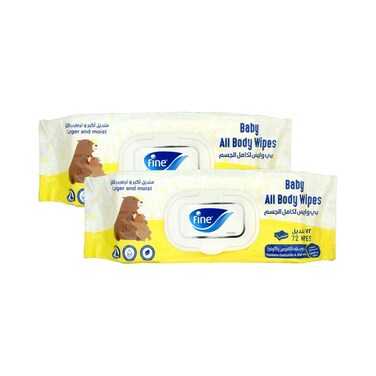 فاين، مناديل مبللة للجسم للأطفال، 72 منديلًا × قطعتين