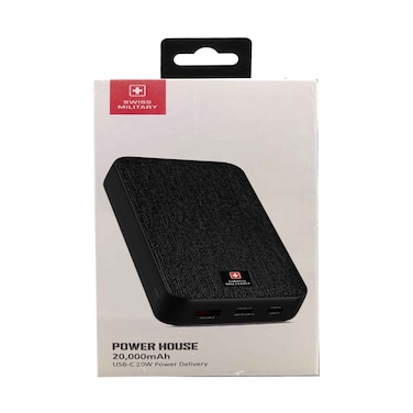 Swiss Military Power Bank 20000mAh USB C 20W 2C1A Fast Charge Black