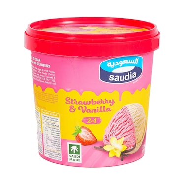 Saudia Ice Cream 2In1 Strawberry &amp; Vanilla 1l