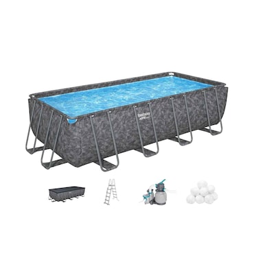 (رسوم إضافية للتوصيل/التركيب خارج الدوحة) مجموعة مسبح بيستوي APX 365 ستيل مستطيل 5.49م × 2.74م × 1.32م