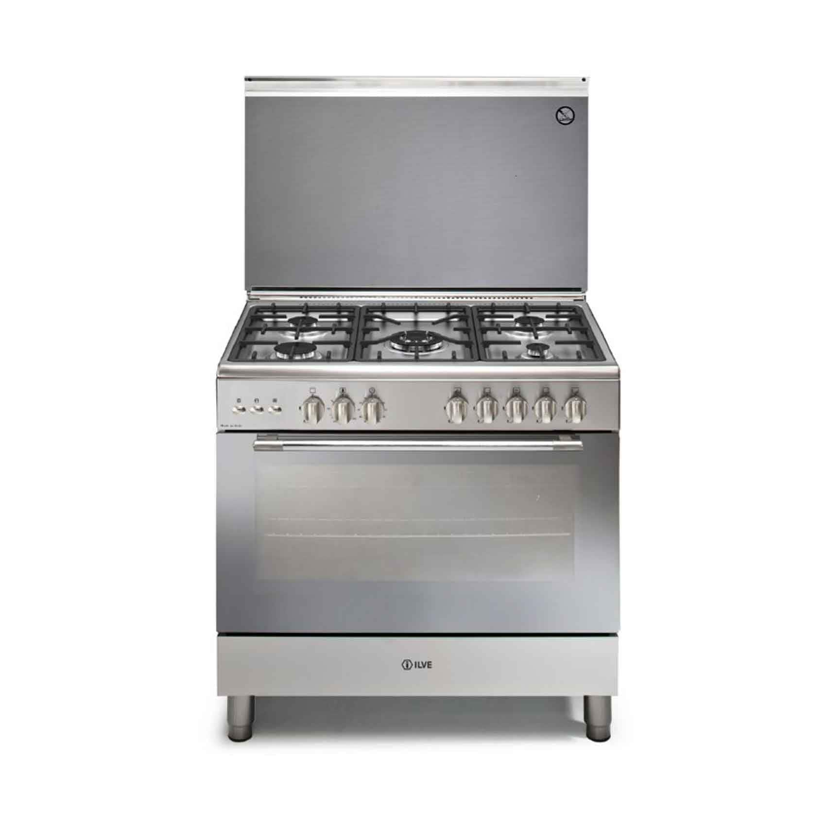 Ilve 5 Gas Cooker Mirror Glass Oven Door SO 296.50 90x60cm (Plus Extra 50 Qr Supplier's Delivery Charge Outside Doha)