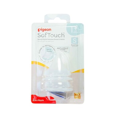 Pigeon Soft Touch 2 Pieces Nipple Round Hole For 1 Month Old+