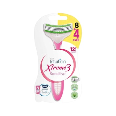 Schick Intuition Razor Extreme 3 For Sensitive Skin, 12 Pieces