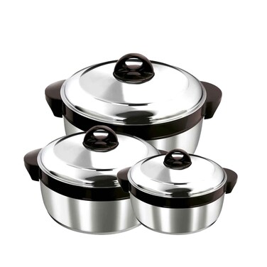 Asian Shining Star Hot Pot Casserole Stainless Steel 3 Pieces Set
