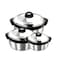 Asian Shining Star Hot Pot Casserole Stainless Steel 3 Pieces Set