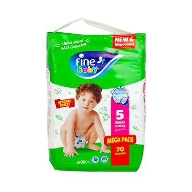 Fine Baby Diaper Size 5 Maxi 11 to 18kg 70 Diapers