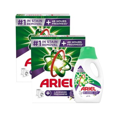 Ariel Detergent Powder Lavender Freshness 2.5kgx2 Pieces + Liquid Detergent Lavender Freshness 1L