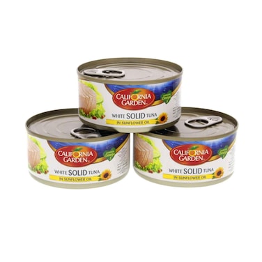  تونة كاليفورنيا جاردن البيضاء الصلبة بزيت دوار الشمس 185 جم × 3 قطع