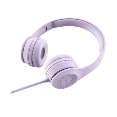 سماعات رأس هوكو W21 بتصميم أنيق وسلكي مع ميكروفون، لون بنفسجي