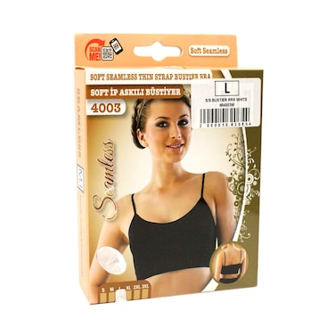 Seamless Soft Thin Strap Bustier Bra Size Large, White (No Refund/Exchange for Hygienic Items)