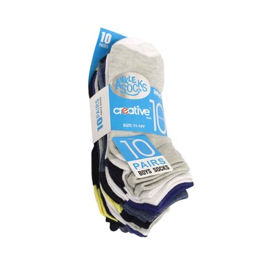 جوارب كاحل إبداعية للأولاد، 10 أزواج، متنوعةلا يوجد استرداد أو استبدال للمنتجات الصحية