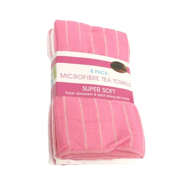 مناشف شاي من الألياف الدقيقة فاخرة، 4 قطع مشكّلة