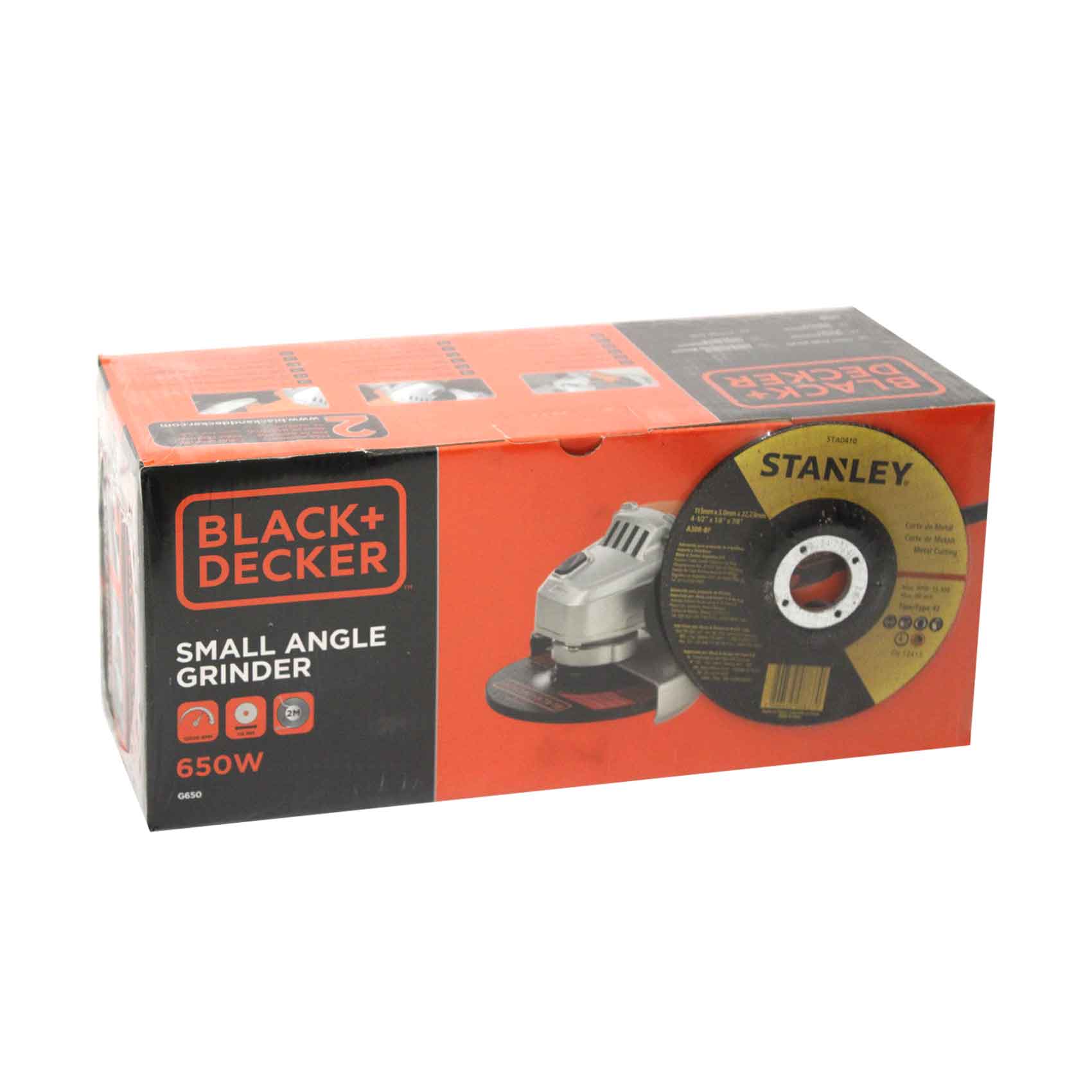 Black & Decker Small Angle Grinder 650W + Stanley Disc STA0410