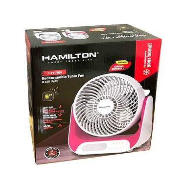 Hamilton Rechargeable Table Fan With Led Light Assorted Color HT7091