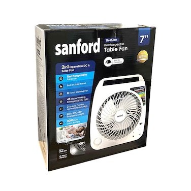 Sanford 2 In 1 Rechargeable Table Fan 7 Inches Assorted Color SF6654RTF