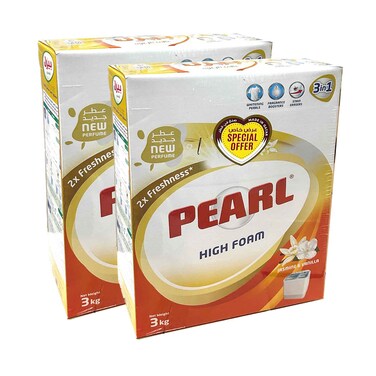 بيرل مسحوق غسيل رغوة عالية برائحة الياسمين والفانيليا 3 كجم × 2 قطع