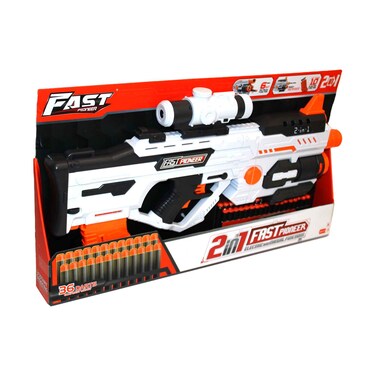 NYC Fast Pioneer 2 In 1 Electric &amp; Manual Functions Dart Gun 36 Darts Assorted BIG540