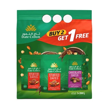 Date Crown Stuffed Dates Assorted 250gx3 Pieces