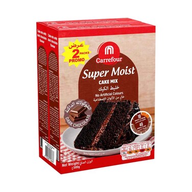 Maf Carrefour Super Moist Cake Mix Dark Chocolate 500gx2 Pack