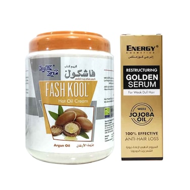 Fash Kool Hot Oil Cream Assorted 1L + Energy Cosmetics Hair Oil Golden Serum 60ml