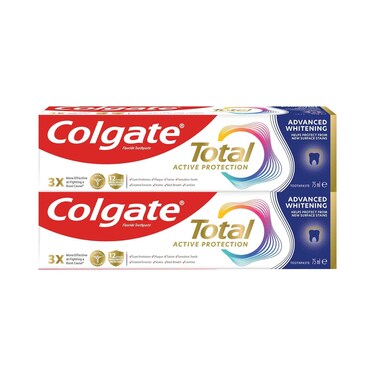 Colgate Toothpaste Total Active Protection Advance Whitening 75mlx2 Pieces