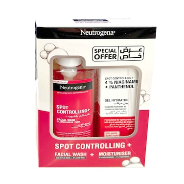 Neutrogena Face Wash Spot Controlling 200ml + Gel Hydrator 4% Niacinamide + Panthenol 50ml