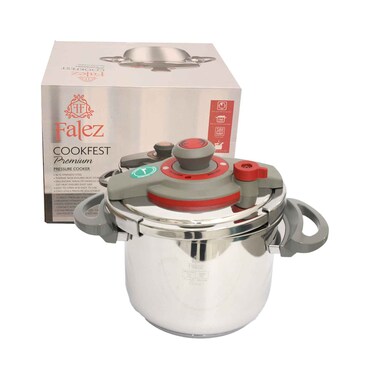 Falez Cook Fest Premium Pressure Cooker 6 Liter Grey/Red