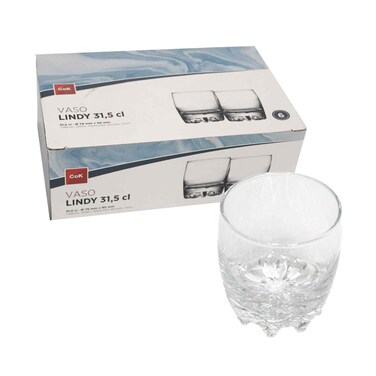 Cok Glass Ware Set Vaso Lindy 6 Pieces 78mmx90mm