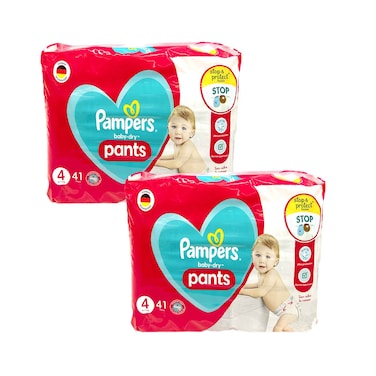 حفاضات بامبرز بيبي دراي بانتس مقاس 4 (للأطفال 9-14 كجم) 41 حفاضة × عبوتين