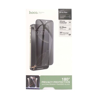 Hoco SiliconBorder Tempered Glass iPhone16 Plus Privacy Protection DG16
