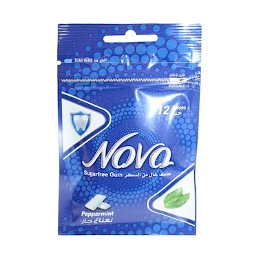 علكة نوفا خالية من السكر بنكهة النعناع ١٢ قطعة