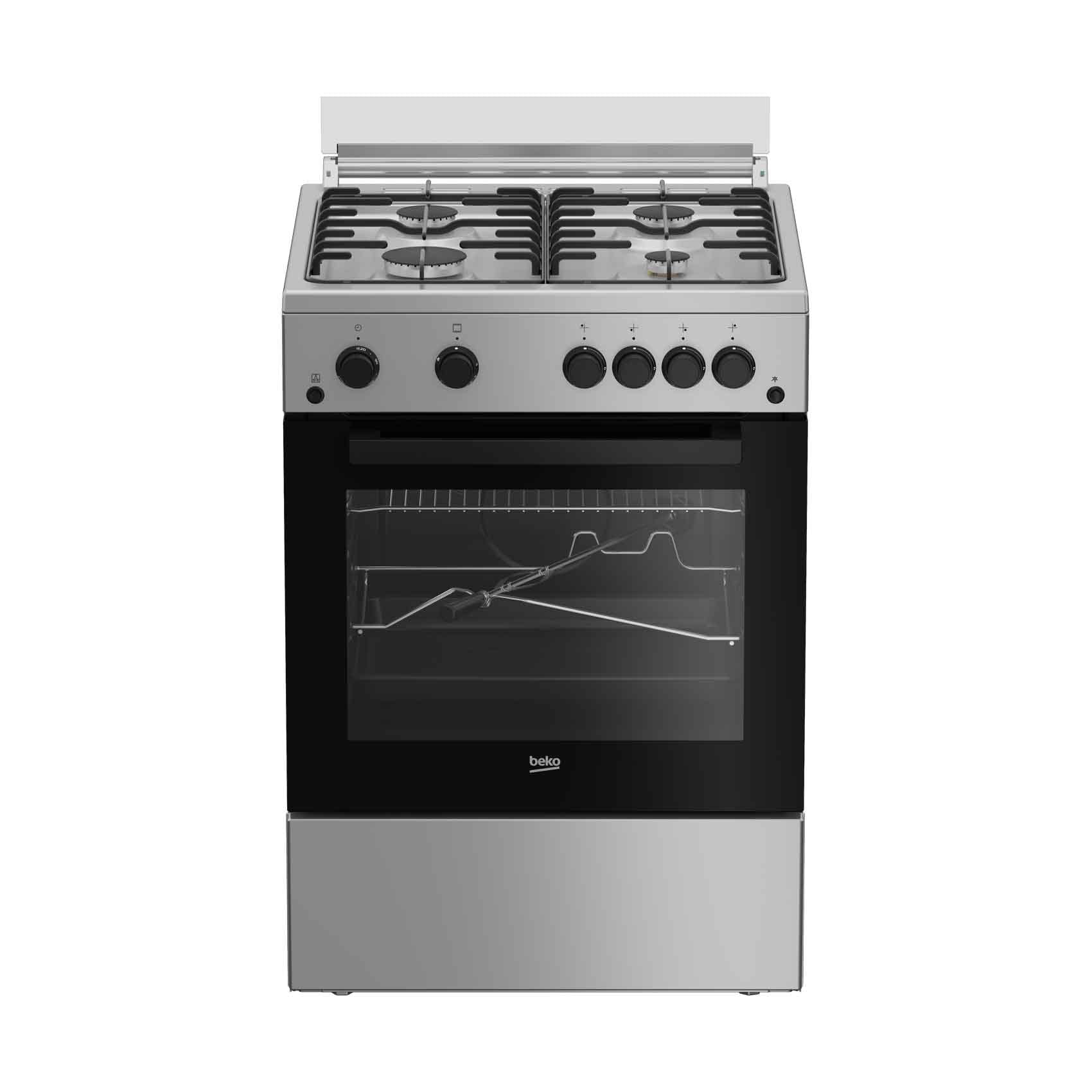 Beko Free Standing Gas Cooker FSGT62111DSL 60cm Silver Inox