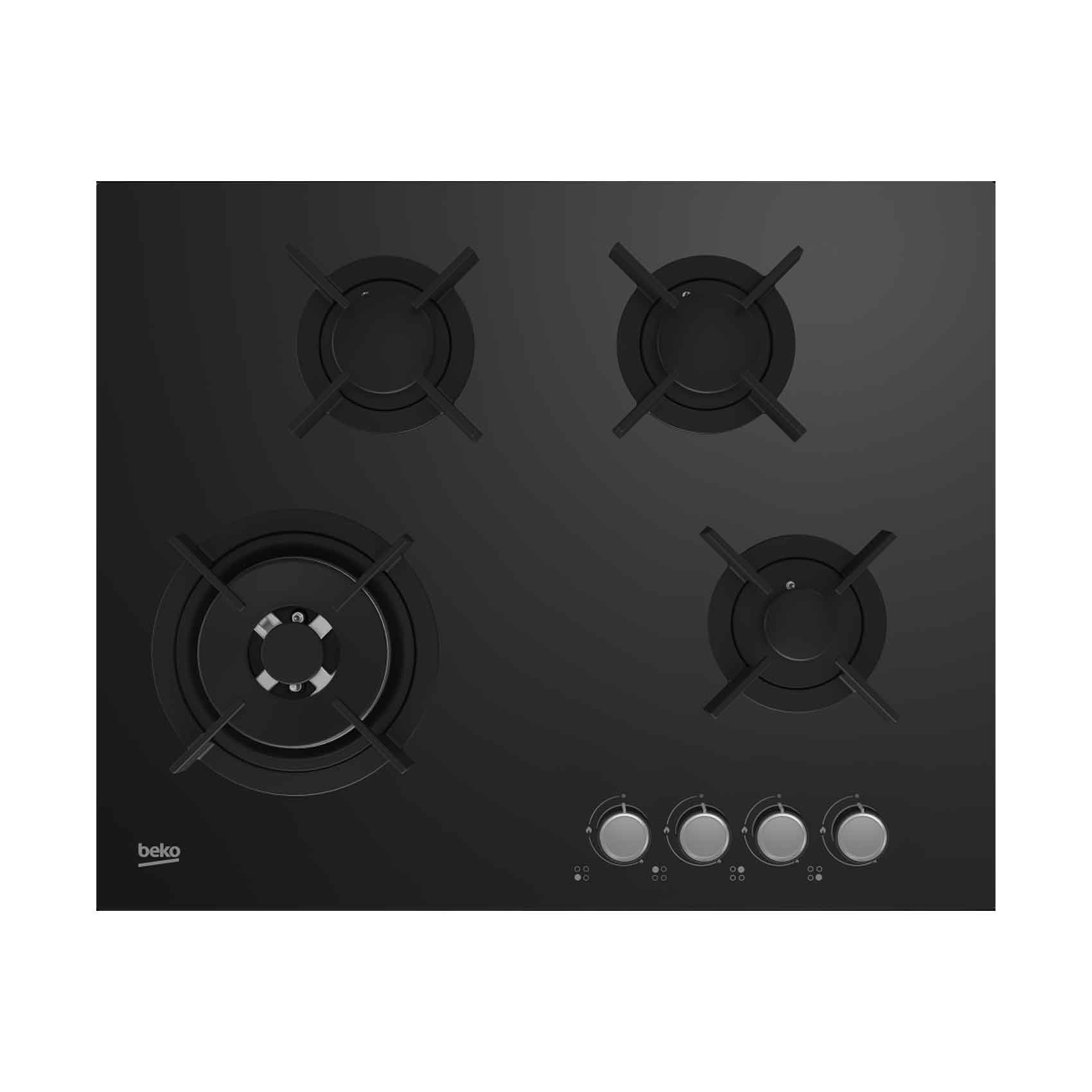Beko Built In Hob 3 Burners & 1 Wok Burner HINW64229 65cm Black
