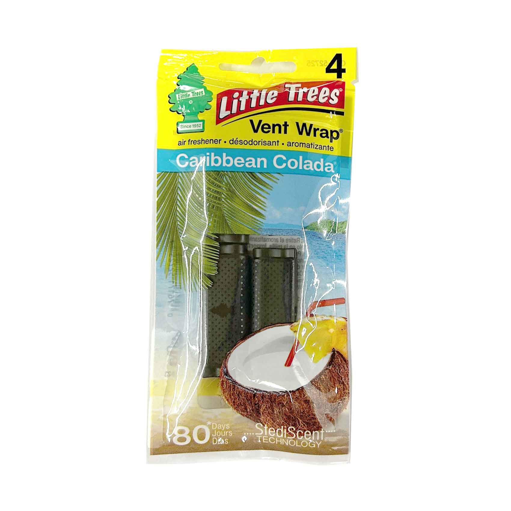 Little Trees Air Freshener 4 Vent Wrap Caribbean Colada Scent