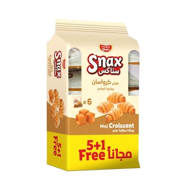 Qbake Snax Mini Croissants With Toffee Filling 5+1 Free 264g