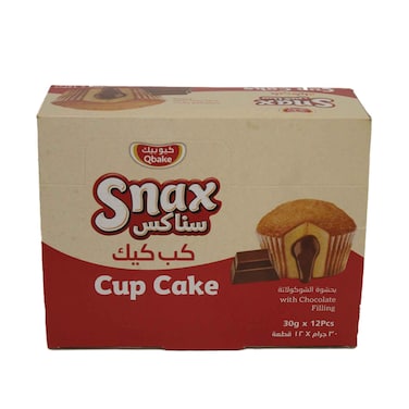 Qbake Snax Cup Cake With Chocolate Filling 30gx12 Pieces