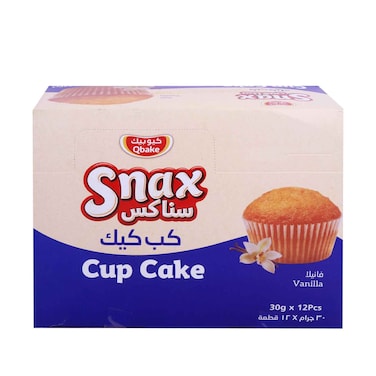 Qbake Snax longlife Cupcake With Vanilla Flavour 30gx12 Pieces