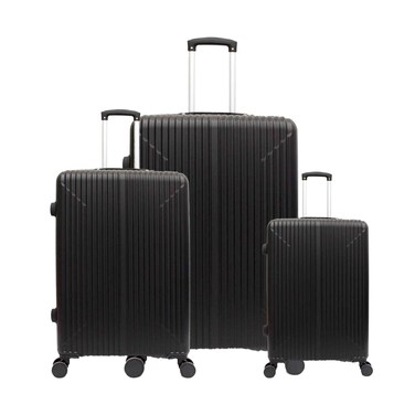 مجموعة حقائب ترولي صلبة 4 عجلات ABS  3 قطع  أسود