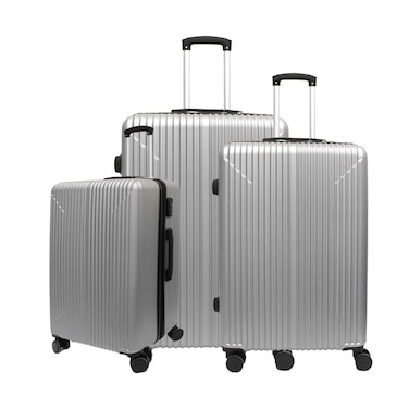 Hard Trolley 4 Wheels ABS 3 Pieces Set Silver
