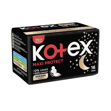 Kotex Maxi Protect Night 0% Leaks 16 Pads