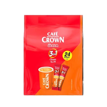 Ulker Caf&eacute; Crown 3 In 1 Coffee Assorted 18gx24 Pieces