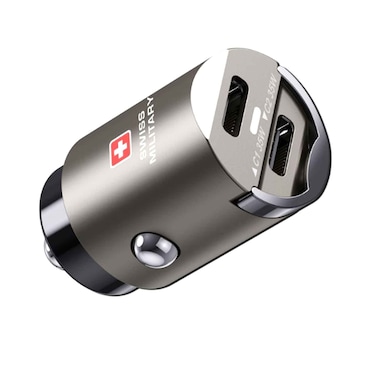 Swiss Military Car Super Fast Charger With USB-C To USB-C Cable 2 USB Ports 35 Watts