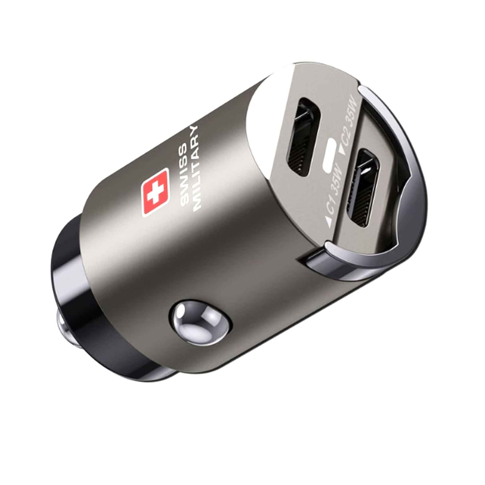 Swiss Military Car Super Fast Charger With USB-C To USB-C Cable 2 USB Ports 35 Watts