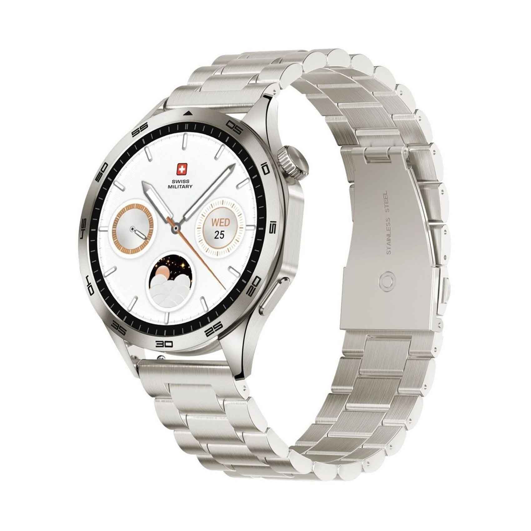 Swiss Military 1.43 Inches Amoled Display Golden Frame Smart Watch With Gold Metal Strap