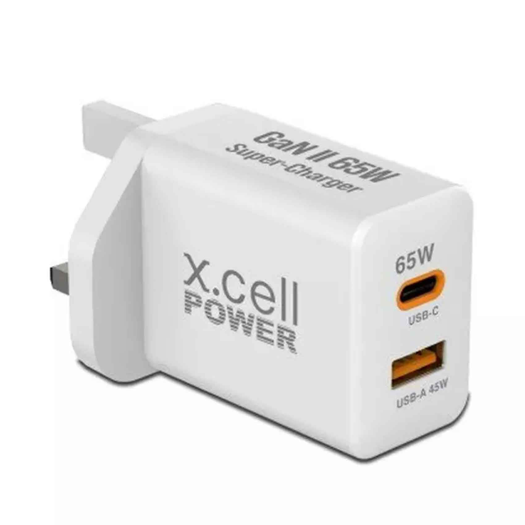 X.Cell 65W GaN ll Home Charger with 1C & 1A Ports White