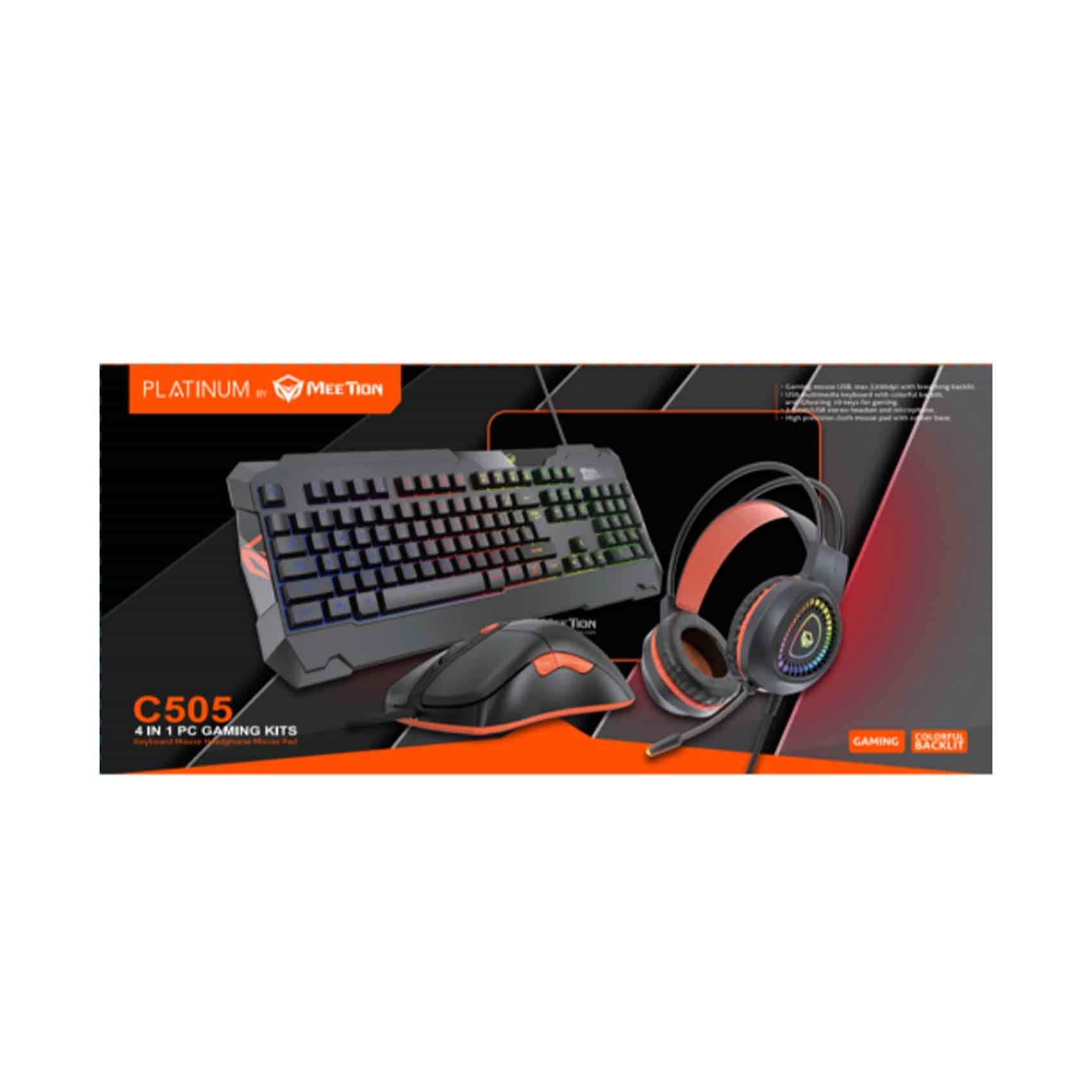 Platinum 4 in 1 PC Gaming C505 Kit Keyboard + Mouse + Headset + MousePad