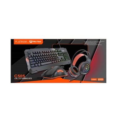 بلاتينيوم مجموعة ألعاب 4‑في‑1 للحاسوب C505 (لوحة مفاتيح + فأرة + سماعة + حصيرة)