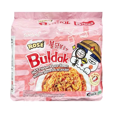Samyang Rose Buldak Hot Chicken Flavour Ramen 140gx5 Pieces