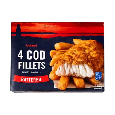 Iceland Frozen 4 COD Fillets Buttered Skinless Boneless 440g